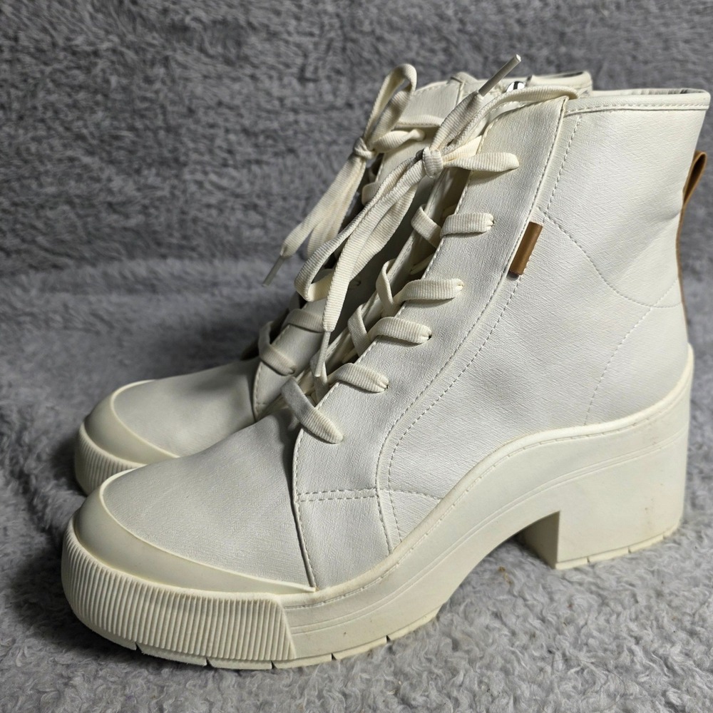 Dr Scholls Time Off Up White Lace Up‎ High Top Platform Boots Womens 9.5M NEW